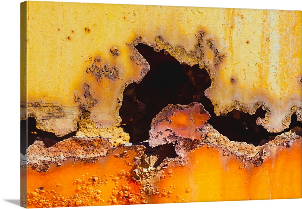 Details of rust and paint on metal.