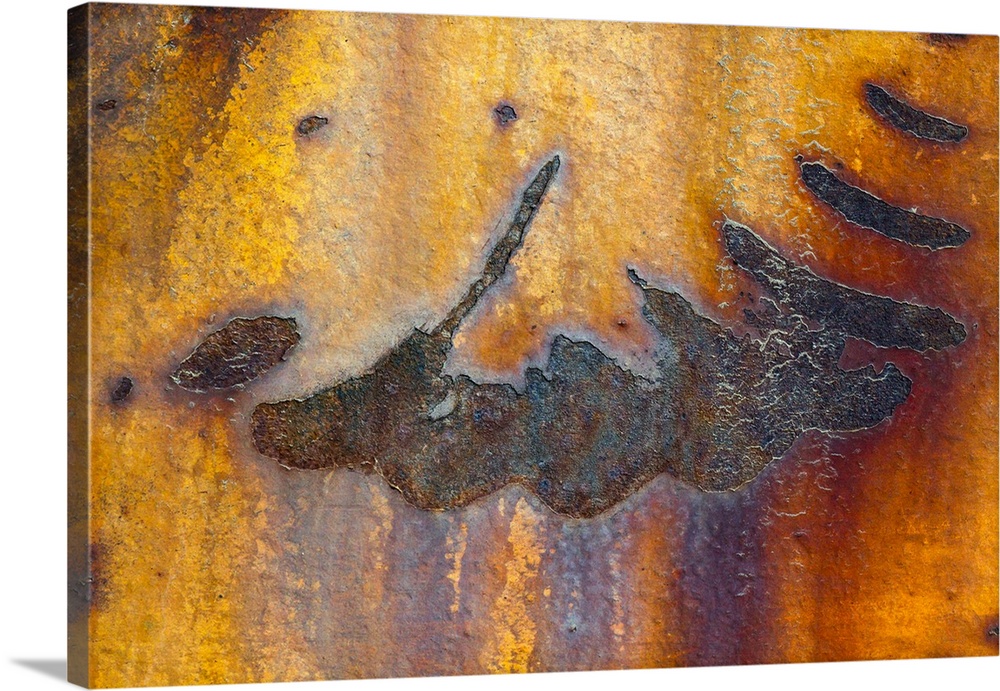 Details of rust and paint on metal.