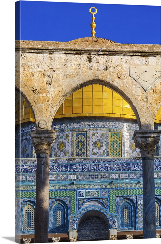 Dome of the Rock Arch Islamic Mosque Temple Mount Jerusalem Israel. Built in 691 One of most sacred spots in Islam where P...