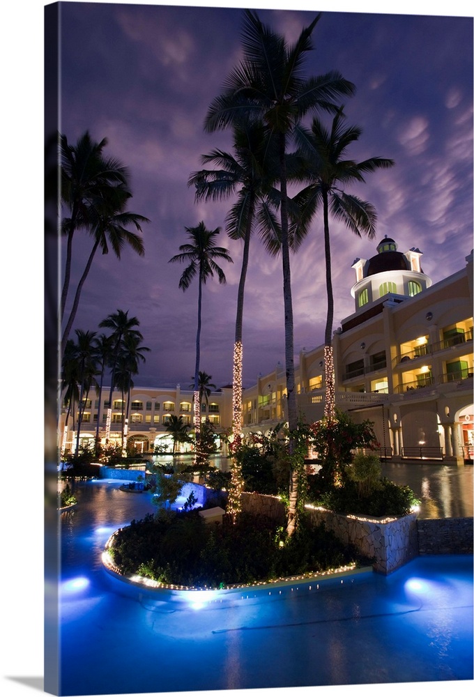 Dominican Republic, Punta Cana Region, Bavaro, Iberostar Grand Hotel, exterior, evening