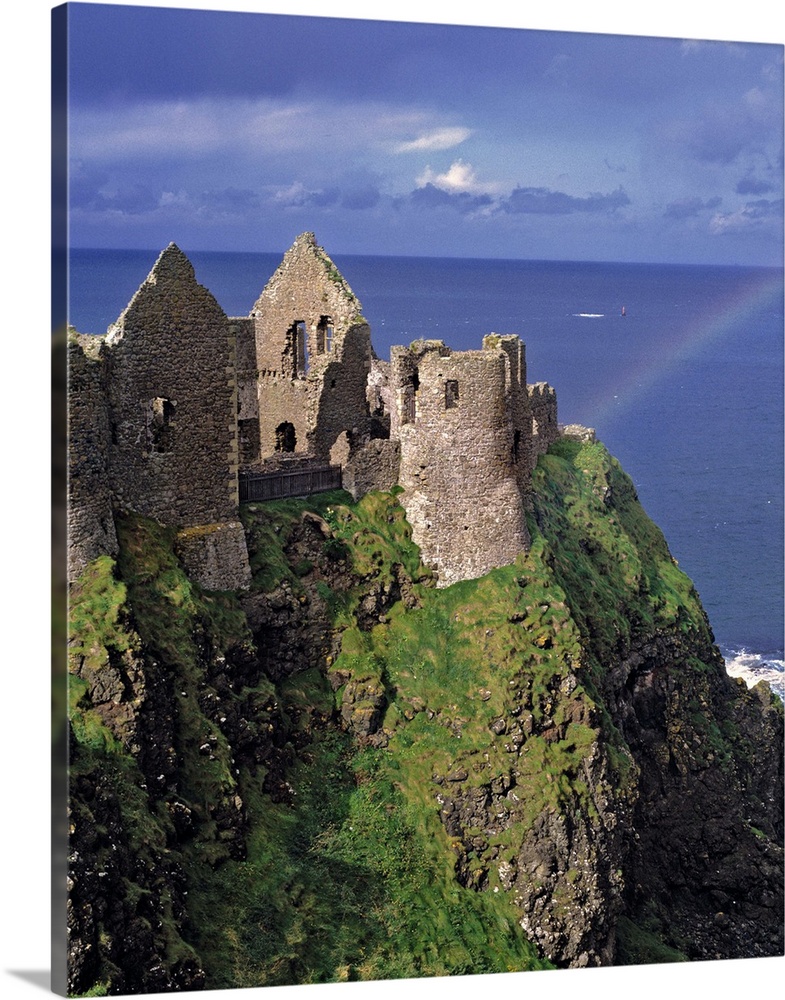 Dunluce Castle on the Antrim Coast in Co. Antrim in Northern Ireland has the pot at the end of the rainbow.