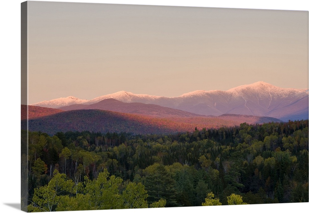 Dusk and Mount Washington in new Hampshire's White Mountains.  Bethlehem, New Hampshire.