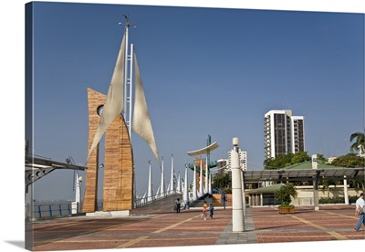 Ecuador, Guayaquil, the Malecon has many different features, such as this sail design