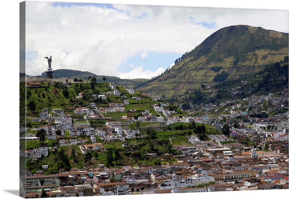 Americas, South America, Ecuador, Quito. At over 9,000 feet in elevation, the capitol of Ecuador, Quito, sits in a valley ...