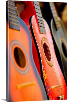 El Pueblo De Los Angeles Historic Monument, Small Guitars On Display In Market