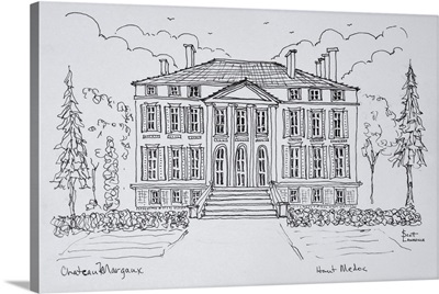 Empire style architecture of the Chateau Margaux, Margaux, Bordeaux, France