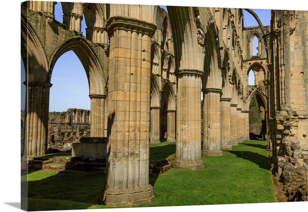 England, North Yorkshire, Rievaulx. 13th c. Cistercian ruins of Rievaulx Abbey. English Heritage and National Trust Site. ...