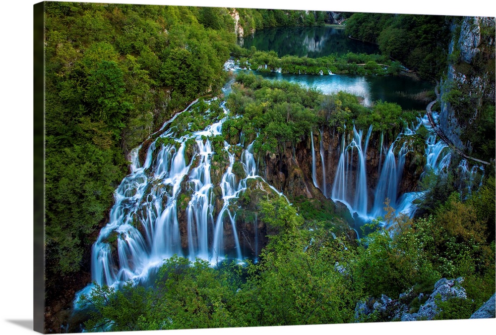 Europe, Croatia, Plitvice Lakes National Park. Waterfall landscape.