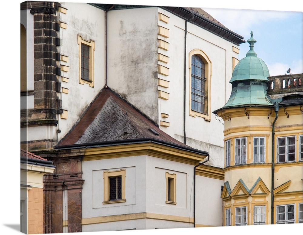 Europe, Czech Republic, Jicin. Closeup of the architecture in the historic town of Jicin.