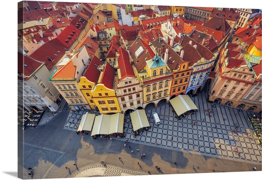 Europe, Czech Republic, Prague. Overview of colorful architecture in old town. Credit: Jim Nilsen