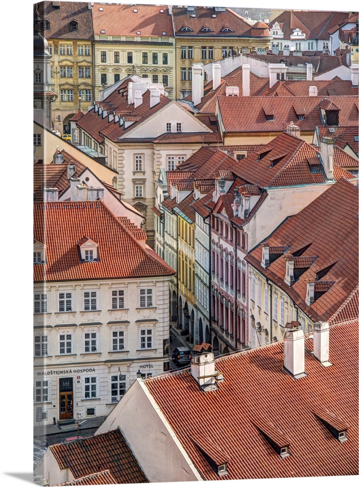 Europe, Czech Republic, Prague. Prague rooftops as seen from above.