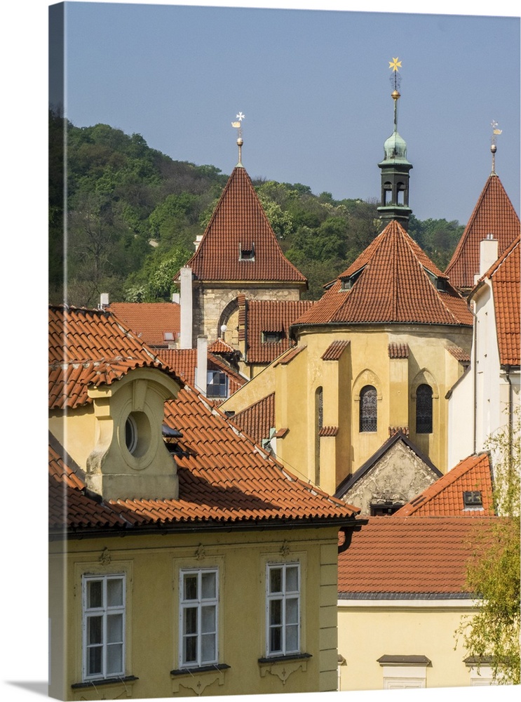 Europe, Czech Republic, Prague.  Prague rooftops as seen from above.