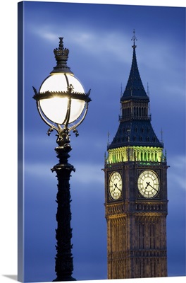 Europe, Great Britain, London, Big Ben, Clock Tower Lamp Post