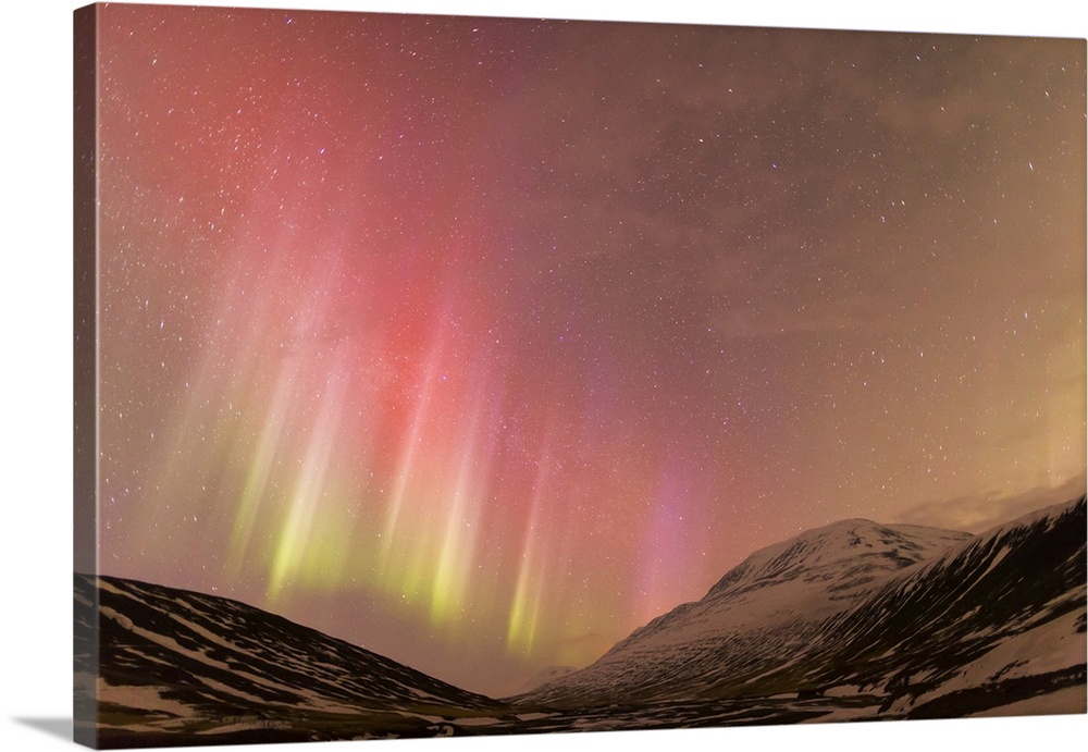 Europe, Iceland, North Iceland, Near Akureyri. The northern lights glow in unbelievable colors.
