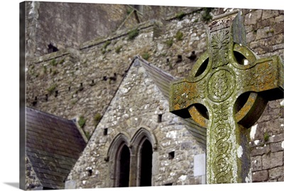 Europe, Ireland, Rock of Cashel, historic spot where St. Patrick preached, Celtic cross
