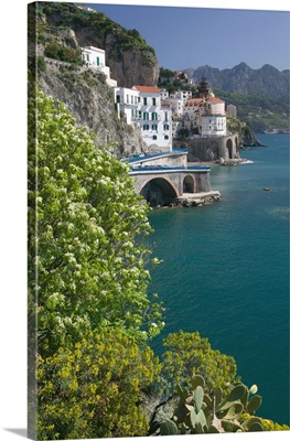 Europe, Italy, Campania, (Amalfi Coast), Amalfi: Town View from Coast Road
