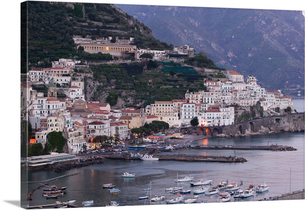 ITALY-Campania-(Amalfi Coast)-AMALFI:.Town View with Harbor / Evening... Walter Bibikow 2005