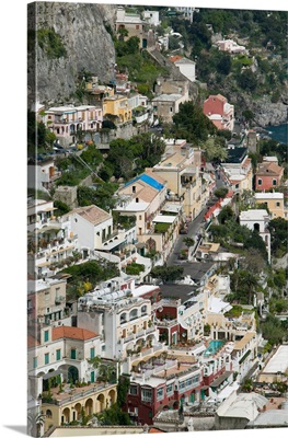 Europe, Italy, Campania (Amalfi Coast) Positano: Town View / Daytime