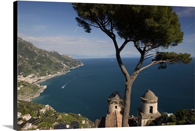 Europe, Italy, Campania,, Ravello: View of the Amalfi Coastline from Villa Rufolo