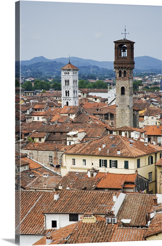 Europe, Italy, Lucca. Overview of village.