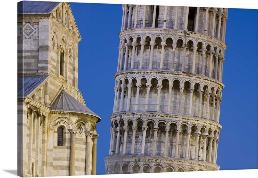 Europe, Italy, Pisa. Close-up of Leaning Tower and Pisa Cathedral.