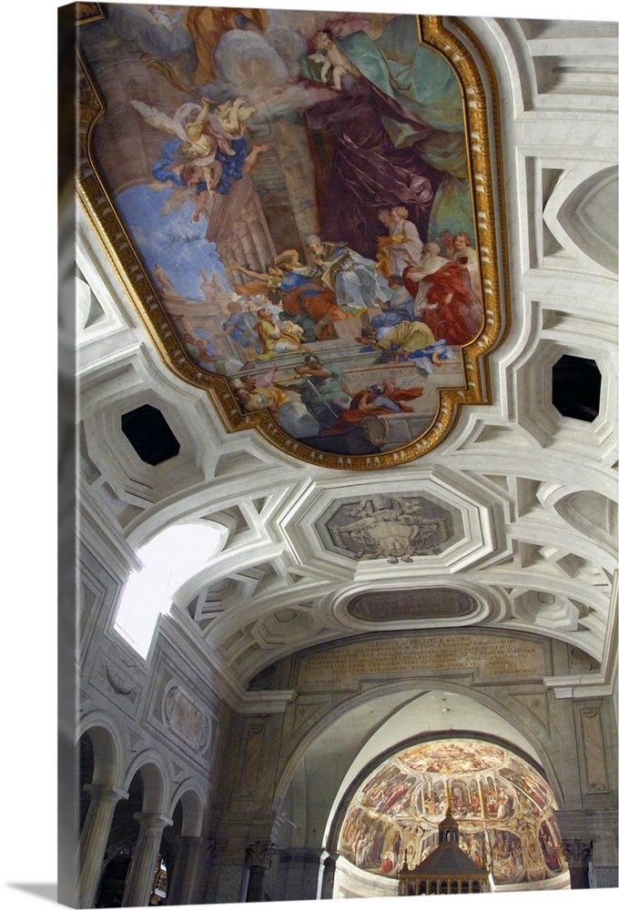 Europe, Italy, Rome. St. Peter in Chains (aka San Pietro in Vincoli). Ornate ceiling,