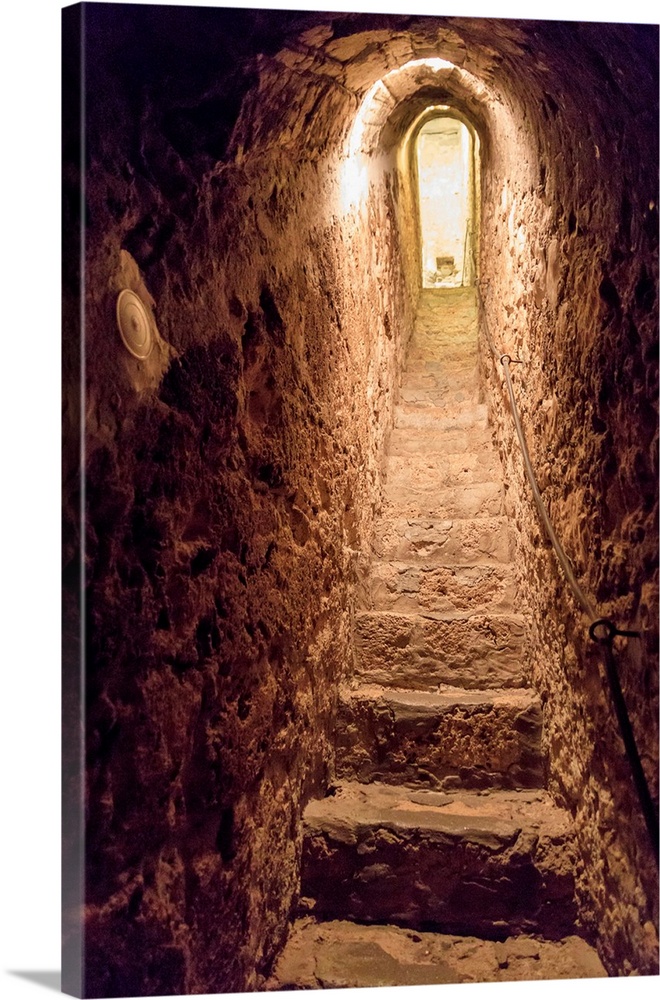 Europe, Romania. Bran. Castle Bran interior secret passageway.