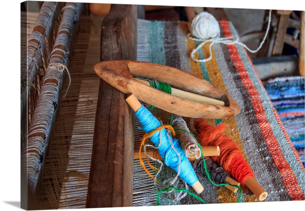 Europe, Romania, Suceava County, Vatra Modovitei. Ciumarna village commune. Weaving tools of the trade.