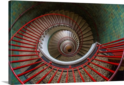 Europe, Slovenia, Ljubljana, Spiral Staircase Seen Top Down