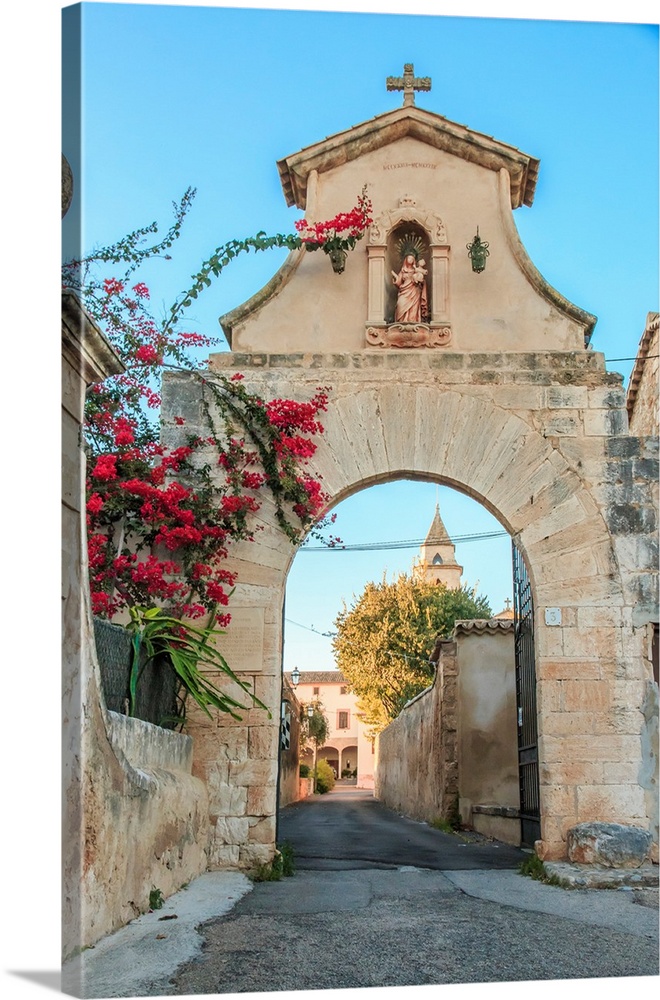 Europe, Spain, Balearic Islands, Mallorca, church near Possessio la Real Manor house and organic gardens.