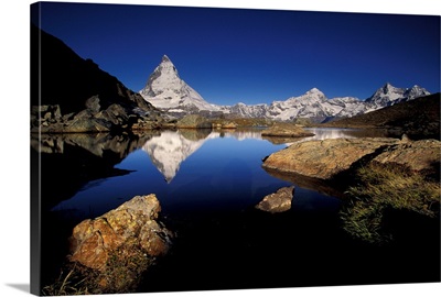 Europe, Switzerland, Zermatt, Matterhorn Reflected In Riffelsee