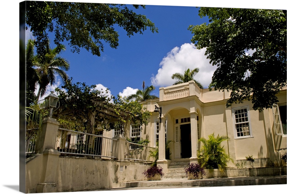 Exterior of the historical home of writer Ernest Hemingway in Havana Cuba where he wrote many oif his writings and is now ...
