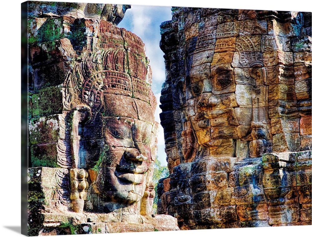 Faces of the Bayon Temple in Siem Reap, Angkor Watt, Cambodia.