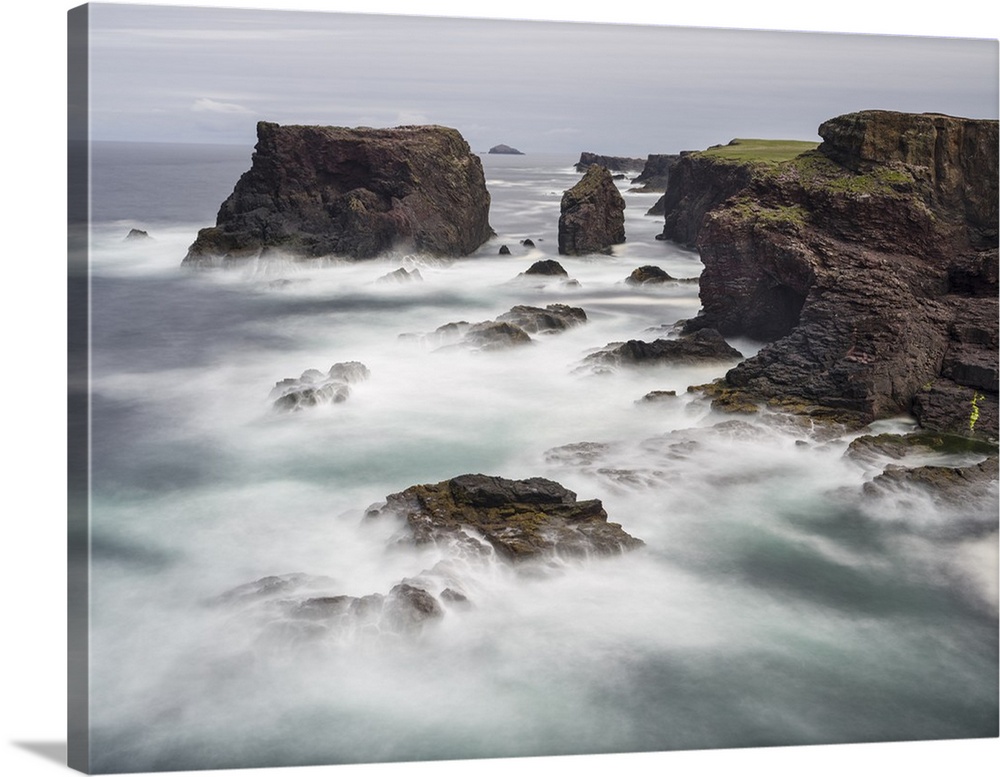 Famous cliffs and sea stacks of Esha Ness, a major attraction on the Shetland Islands.