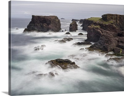Famous cliffs and sea stacks of Esha Ness, a major attraction on the Shetland Islands