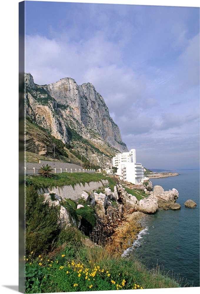 Famous Rock of Gibraltar with Mediterranean cliffs in Gibraltar.