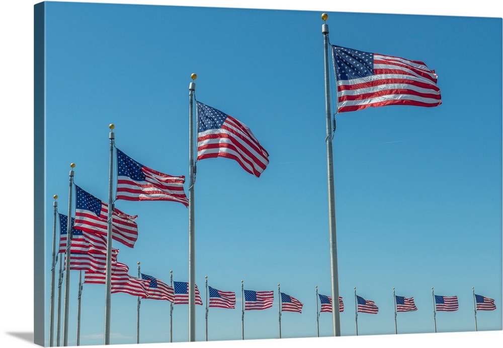 flags by Washington Monument, Washington, DC, USA