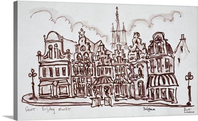 Flemish architecture in the Vrijdagmarkt, Ghent, Belgium