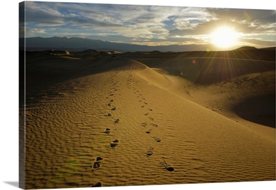 Footprints On The Dunes At The Mesquite Flat Sand Dunes, Death Valley, California