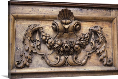 France, Aix en Provence, Decorative door carving