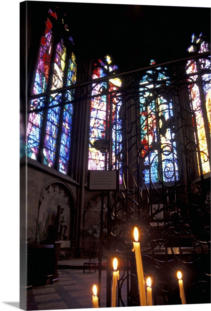 EU, France, Alsace, Metz. Metz Cathedral, Marc Chagall Windows