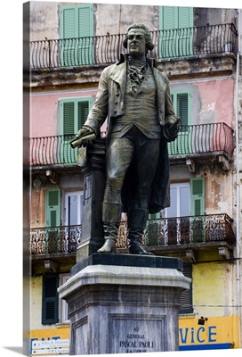 France, Corsica, Statue Of Corsican Leader Pascal Paoli In Corte