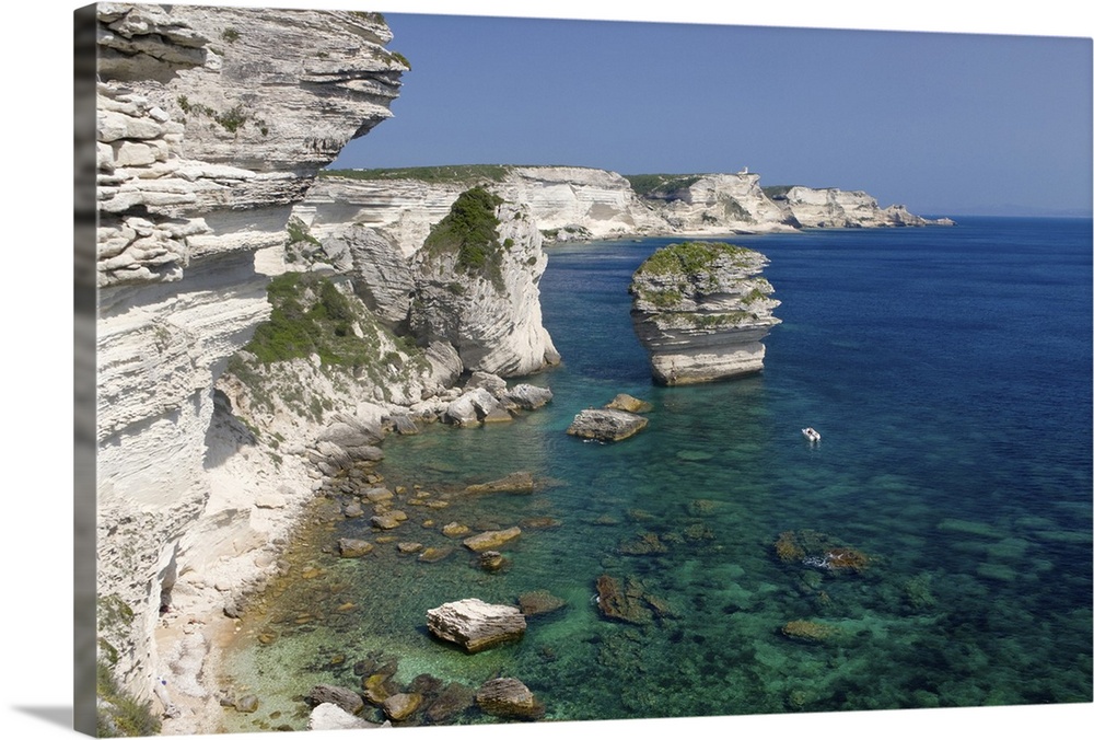 France, Corsica, View Of White Limestone Cliffs And The Mediterrean Sea