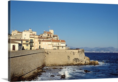 France, Cote D'Azure, Antibes, Rampart Walls And Coastline