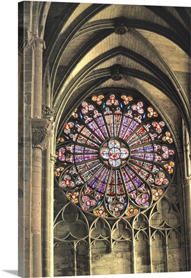 France, Glass In The Rose Windows In The Basilica Of St-Nazaire In Carcassonne