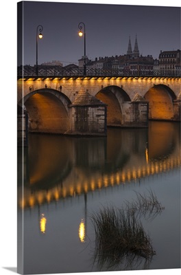 France, Maconnais Area, Macon, Pont St-Laurent Bridge, Evening