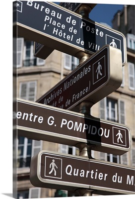 France, Paris, Direction signs on the street