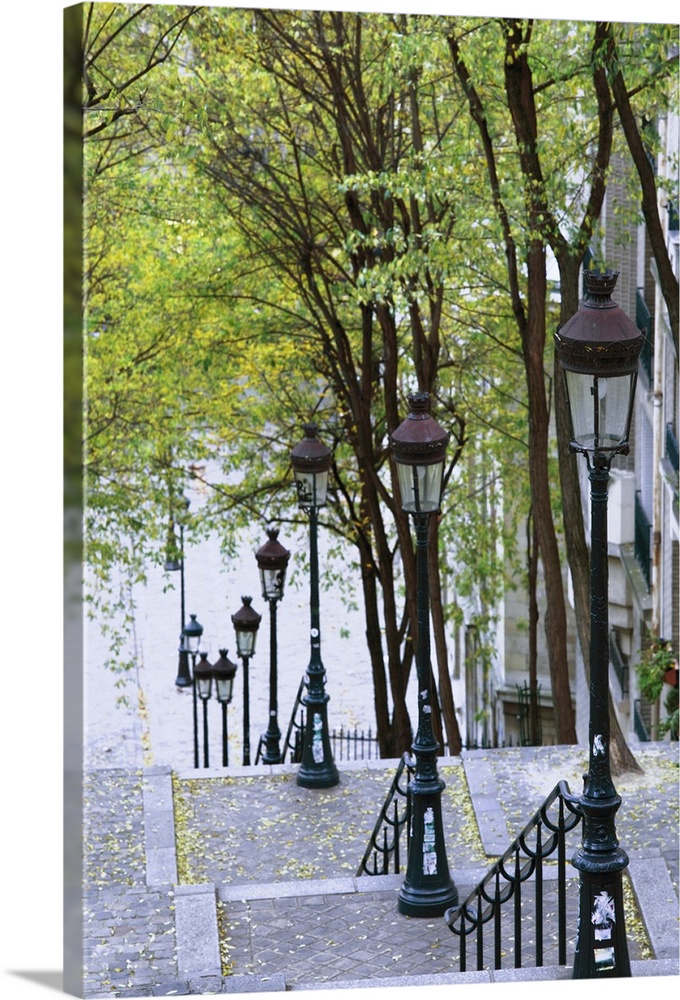 France, Paris, Montmartre, Rue De Foyatier Steps To The Place Du Sacre Coeur