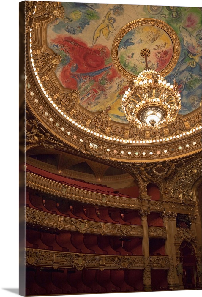 Europe, France, Paris. Part of ornate ceiling and tiers of seating at Opera Garnier. Credit as: Bill Young / Jaynes Galler...