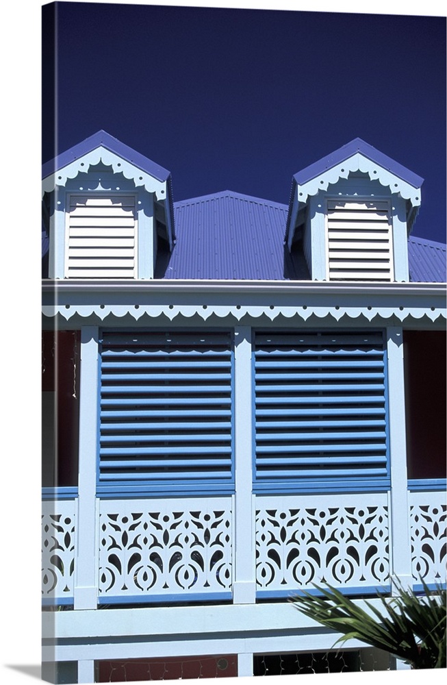 Caribbean, French West Indies, St. Martin.Orient Beach; Orient Bay Village architectural details